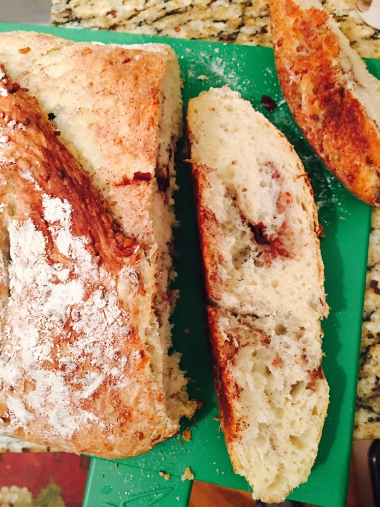 no knead - sliced cinnamon cranberry pecan bread via king arthur flour